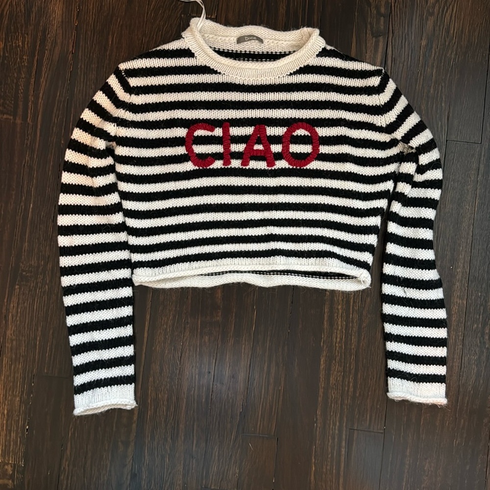 Cropped, striped sweater